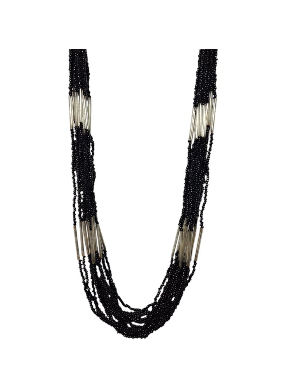 Vintage Liquid Silver Beaded Necklace Multi Strand Native Southwestern Layered